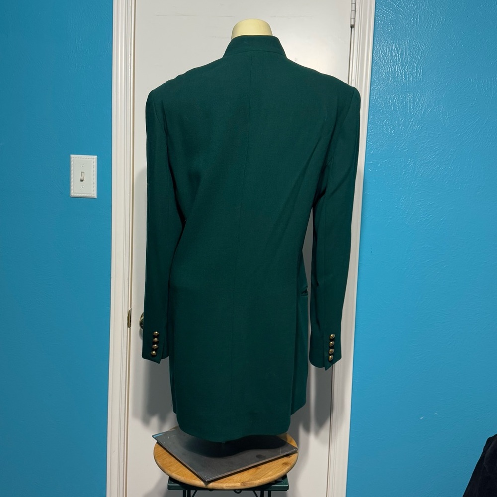 DANA BUCHMAN 100% wool Elegant Green Women's Jacket mandarin collar vintage 10 - Picture 6 of 15